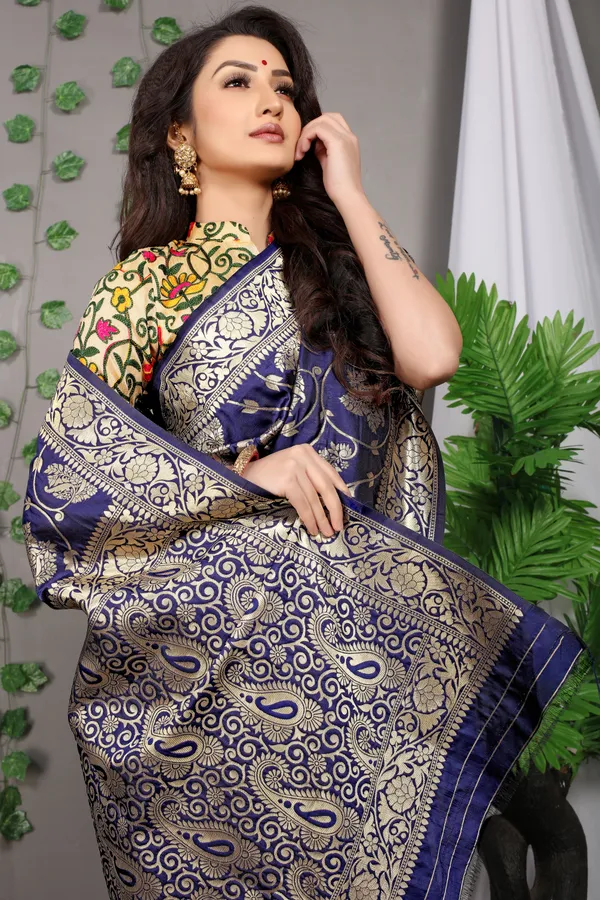 NAVY_BLUE_ZARI_WORK_PATOLA_SILK_SAREE